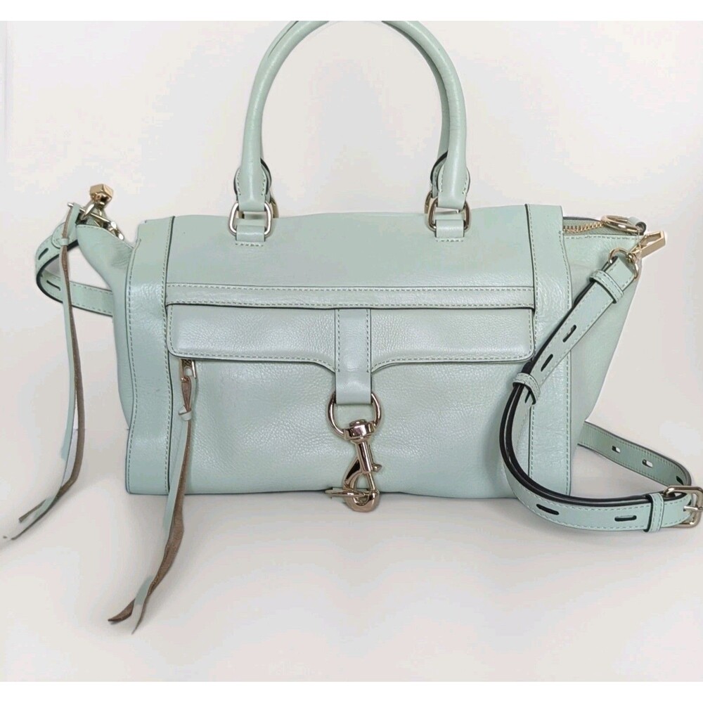 NWT Rebecca Minkoff MAB Bowery Trapezoid Leather Crossbody Bag Aloe Green